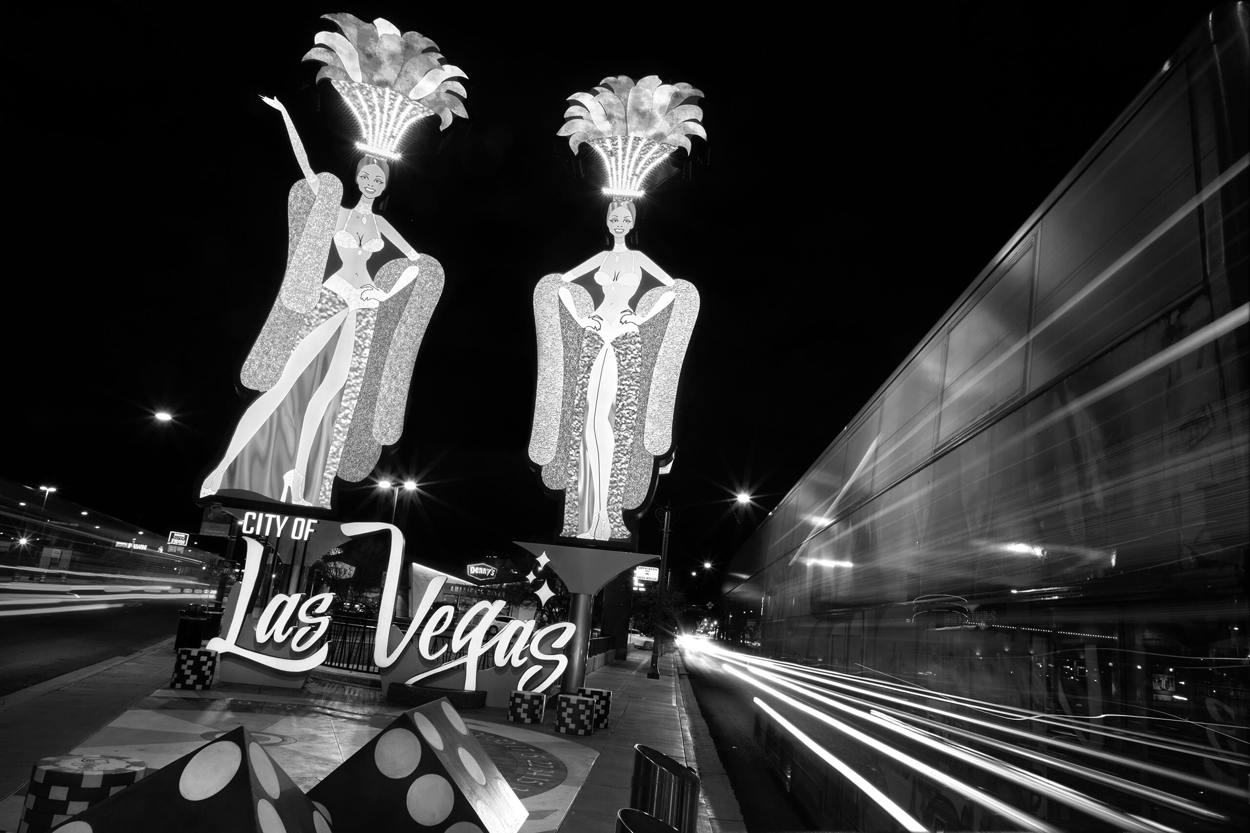 Showgirls as the Las Vegas welcoming committee in lights!
