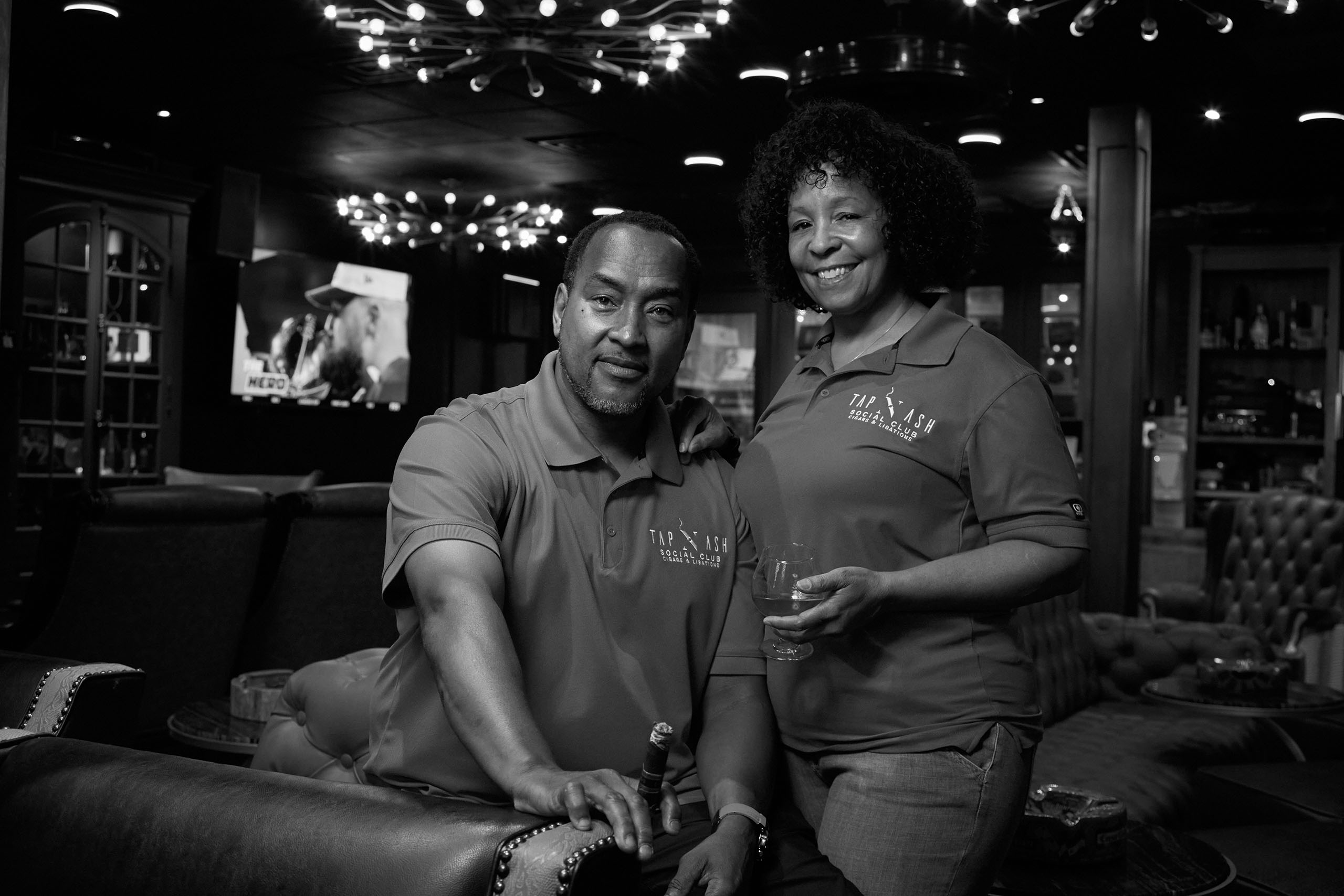 Portrait of Melvin and Michelle Runles of Tap N Ash Social Club.